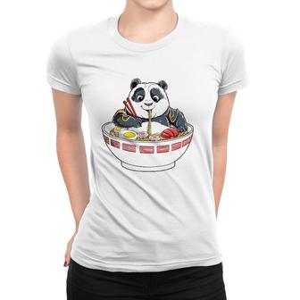 Panda Eating Ramen Kawaii Giant Japanese Noodle Gifts Girls Women T-shirt | Mazezy