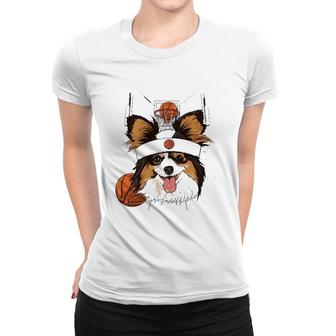 Papillon Basketball Dog Lovers Basketball Player Women T-shirt | Mazezy