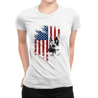 Patriotic German Shepherd Usa American Flag Dog Pet Gift Tank Top Women T-shirt | Mazezy