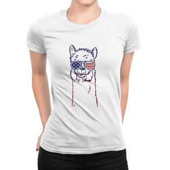 Patriotic Llama Alpaca - American Usa Flag Women T-shirt | Mazezy