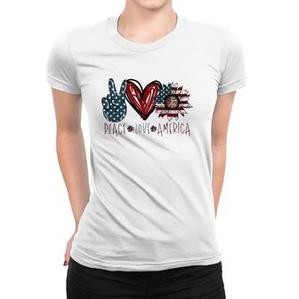 Peace Love America American Flag Sunflower Women T-shirt | Mazezy DE