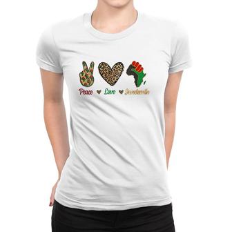 Peace Love Juneteenth Black Pride Independence Day Leopard V-Neck Women T-shirt | Mazezy