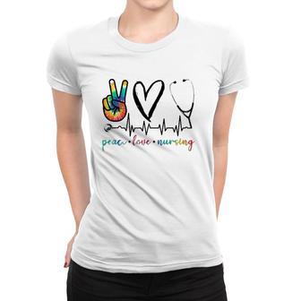 Peace Love Nurse Tie Dye Women T-shirt | Mazezy