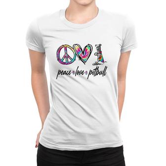 Peace Love Pitbull Tie Dye Dog Lover Mother's Day Women T-shirt | Mazezy