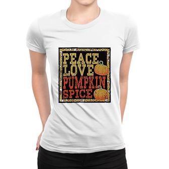 Peace Love Pumpkin Spice Funny Fall Women T-shirt - Thegiftio UK
