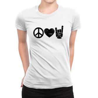 Peace Love Rock And Roll - Rock And Roll S Women T-shirt | Mazezy
