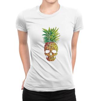 Pineapple Skull Funny Aloha Beaches Hawaiian Hawaii Goth Women T-shirt | Mazezy