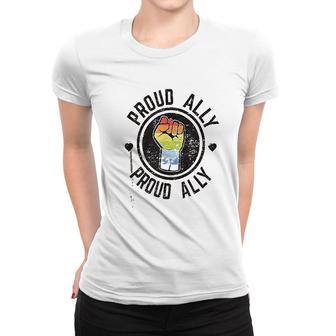 Proud Ally Lgbtq Gay Pride Parade Retro Gift Circle Women T-shirt - Thegiftio UK