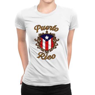 Puerto Rico Emblem Boricua Flag Puerto Rican Pride Women T-shirt | Mazezy