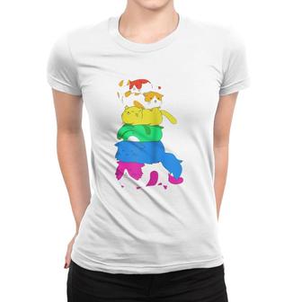 Purride Rainbow Lgbt Cat Pile Funny Feline Gay Pride Cat Women T-shirt | Mazezy DE