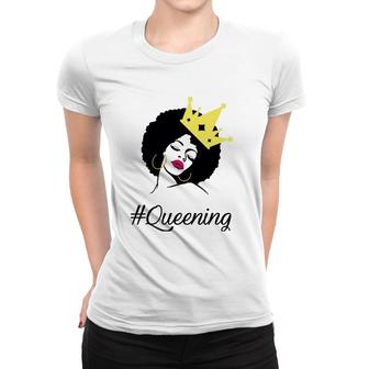 Queening Black Queen With Crown Women T-shirt | Mazezy