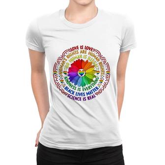 Rainbow Black Lgbt Pride Flower Women T-shirt | Mazezy