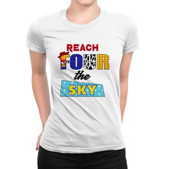 Reach Four The Sky 4Th Birthday Toy Lover Cowboy Bday Funny Women T-shirt | Mazezy