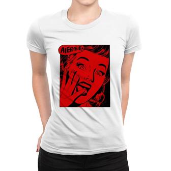 Retro Creepy Halloween Scream Horror Girl Screaming For Life Women T-shirt | Mazezy