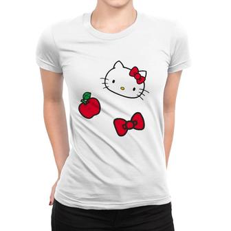 Retro Patches Red Apple Bow Women T-shirt | Mazezy