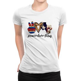 Retro Peace Love Texas Cowboy Boots Western Country Cowgirl Women T-shirt | Mazezy