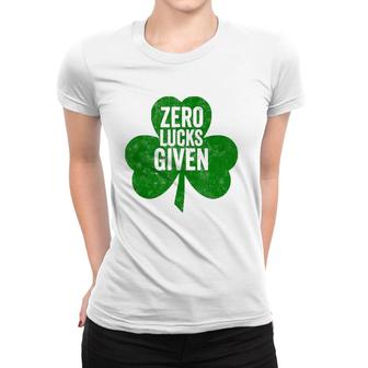 Saint Patrick's Day Funny Gift Zero Lucks Given Tank Top Women T-shirt | Mazezy