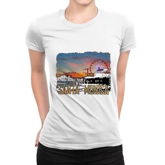 Santa Monica Pier Sunset California Women T-shirt | Mazezy
