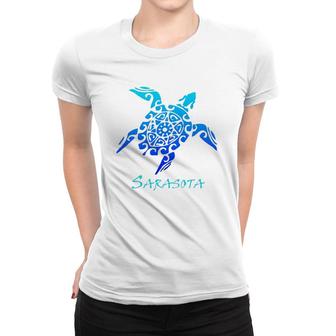 Sarasota Florida Vintage Retro Tribal Sea Turtle Vacation Women T-shirt | Mazezy
