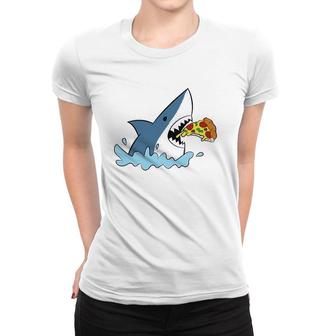 Shark Eating Pizza Cute Pizza Lover Gift Women T-shirt | Mazezy
