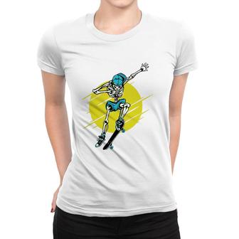 Skateboarding Skeleton Boys Skater Gift Women T-shirt | Mazezy