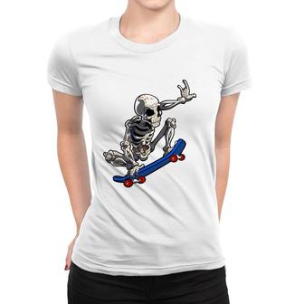 Skateboarding Skeleton Men Boys Skater Skateboard Halloween Women T-shirt | Mazezy