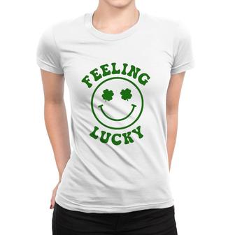 Smile Face Feeling Lucky St Patrick's Day Women T-shirt | Mazezy