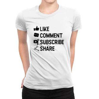 Social Media Like Comment Subscribe Share Gift Women T-shirt | Mazezy DE