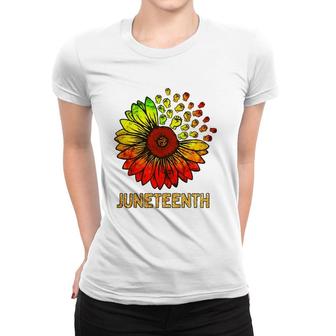 Sunflower Fist For Melanin Women Black History On Juneteenth Women T-shirt | Mazezy