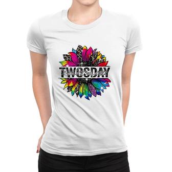 Sunflower Leopard Tie Dye Happy Twosday 2022 February 2Nd Women T-shirt | Mazezy