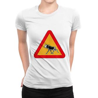 Swedish Moose Elk Crossing Sign Women T-shirt | Mazezy