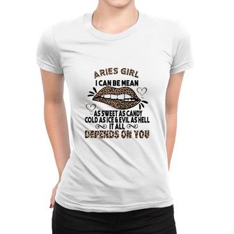 Sweet As Candy Cold As Ice Aries Leopard Aries Girls Birthday Gift Women T-shirt - Seseable
