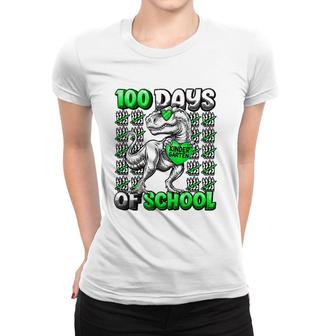 T-Rex 100 Days Of School Kindergarten 100 Days Smarter Boys Women T-shirt | Mazezy