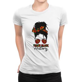 Teacher African Women Messy Bun Teach Black History Month Women T-shirt | Mazezy
