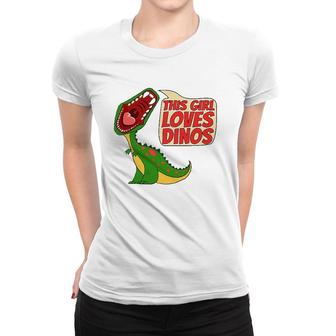 This Girl Loves Dinos Funny Cute Dinosaur Gift Women Women T-shirt | Mazezy