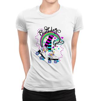 Unicorn Roller Skate Birthday Party For Girls Gift Women T-shirt | Mazezy