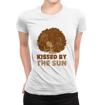 Vintage African Afro Kissed By The Sun Pride Melanin Queen Women T-shirt | Mazezy