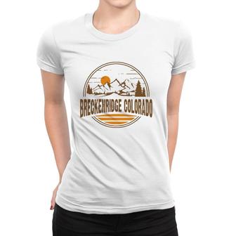 Vintage Breckenridge Colorado Mountain Hiking Souvenir Print Women T-shirt | Mazezy