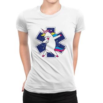 Vintage Dabbing Unicorn Ems Emt Nurse Medic Funny Women T-shirt | Mazezy
