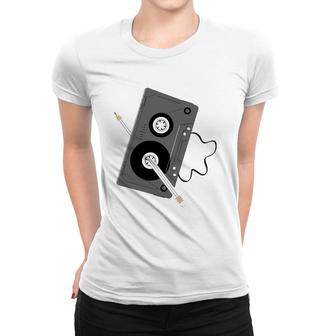 Vintage Music 80S 90S A Cassette Tape With Pencil Winding Up Women T-shirt | Mazezy
