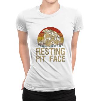 Vintage Pitbull Resting Pit Face Funny Pitbull Lovers Women T-shirt - Thegiftio UK