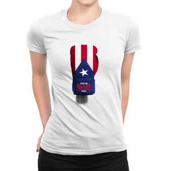 Vintage Puerto Rico Flag Boxing Gloves America Women T-shirt | Mazezy