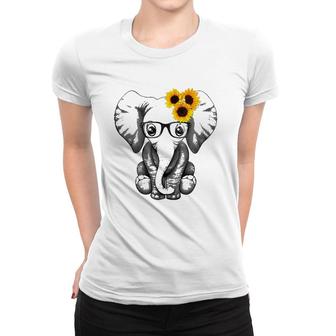 Womens Cute Mama Elephant With Sunflower Gift - You Are My Sunshine V-Neck Women T-shirt | Mazezy