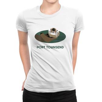 Womens Cute Otter Port Townsend, Wa Coast Resident Fisherman Gift V-Neck Women T-shirt | Mazezy