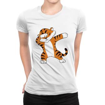 Womens Dabbing Tiger Funny Boy Girl Tiger Children Tiger Dab Women T-shirt | Mazezy
