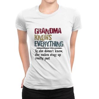 Womens Grandma Knows Everything If She Does Not Know Gift Women T-shirt - Thegiftio UK