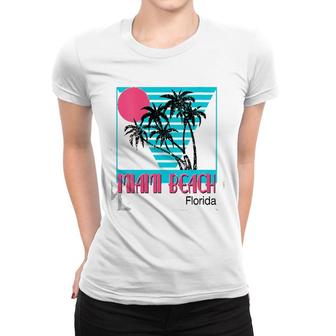 Womens Miami Beach Florida V-Neck Women T-shirt | Mazezy