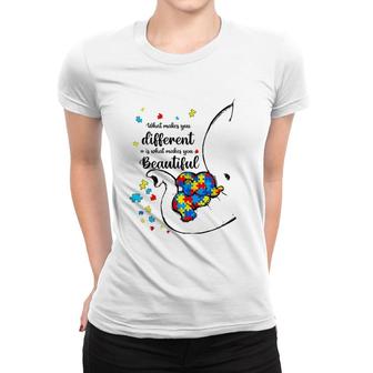 Womens What Makes You Different Elephant Mom Autism Child Awareness V-Neck Women T-shirt | Mazezy