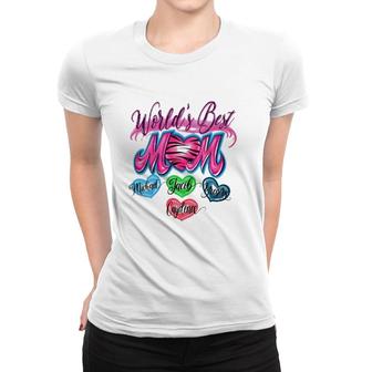 World's Best Mom Mother's Day Gift Michael Jacob Gregory Caydence Kids Hearts Women T-shirt | Mazezy