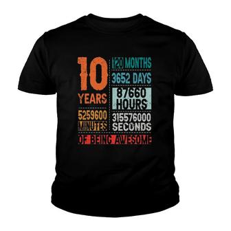 10 Years 120 Months Of Being Awesome 10Th Birthday Countdown Youth T-shirt | Mazezy